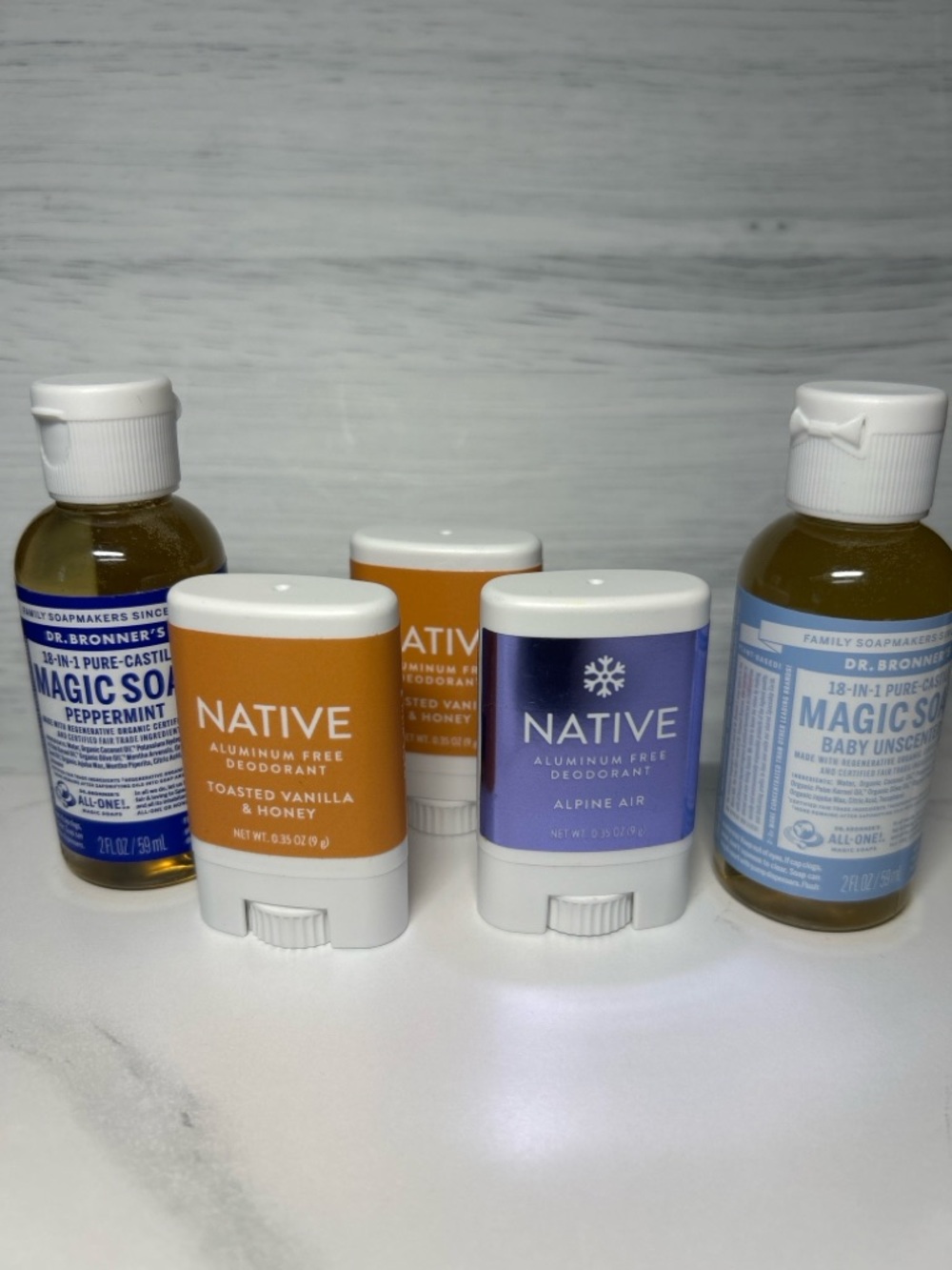 Clean Travel Essentials Native Deodorant & Dr. Bronner’s Soap Set TSA Size